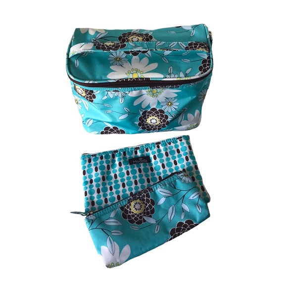 Modella Bags Modella Cosmetic Travel Bag Set Preowned Teal Blue